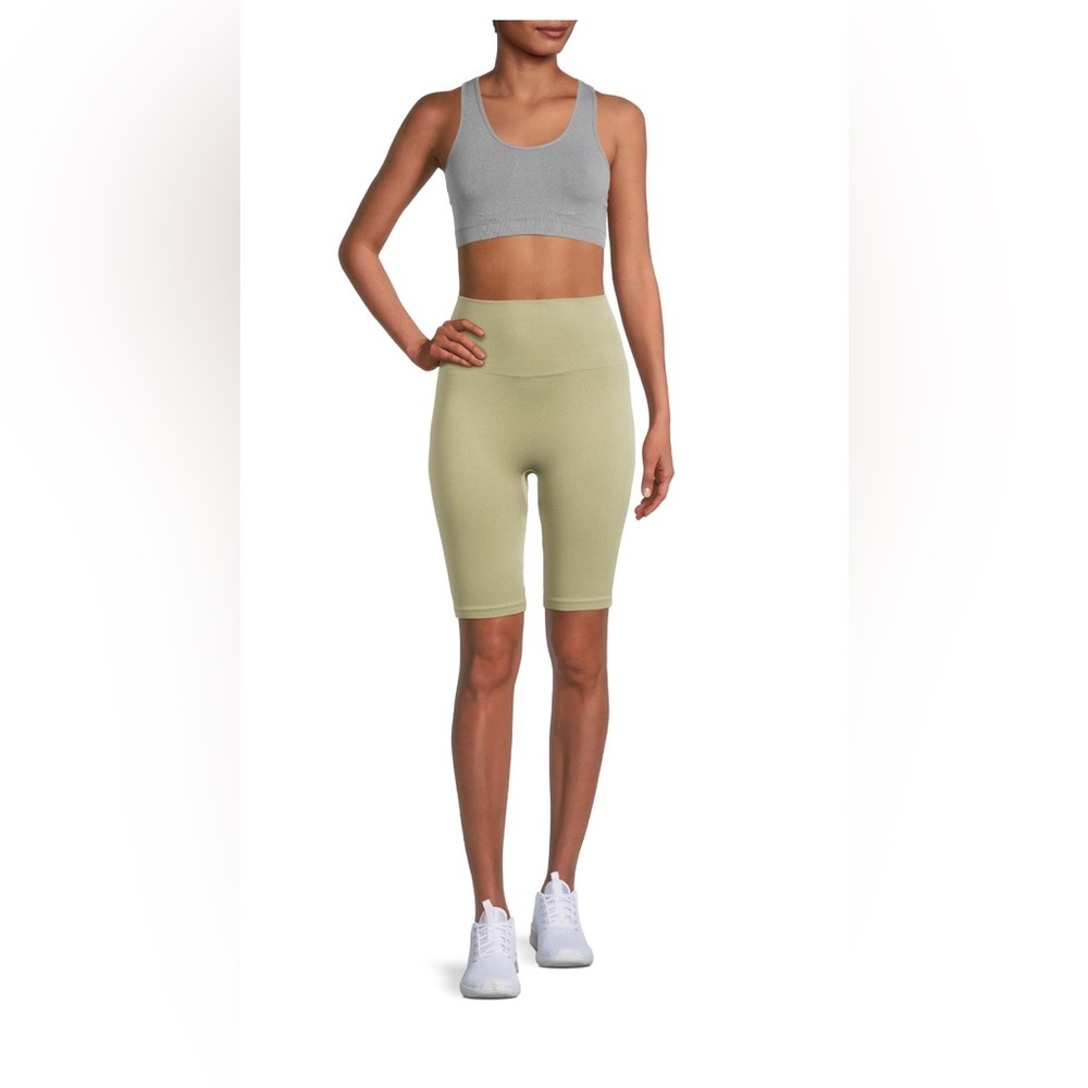 Warnaco's Seamless Shorties olive textured high‎ rise biker shorts size XS new